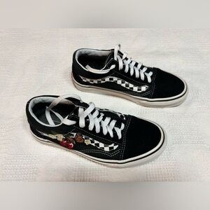 Vans X Embroidered Cherry Butterfly Old Skool Checkered Shoes Womens Size 6.5